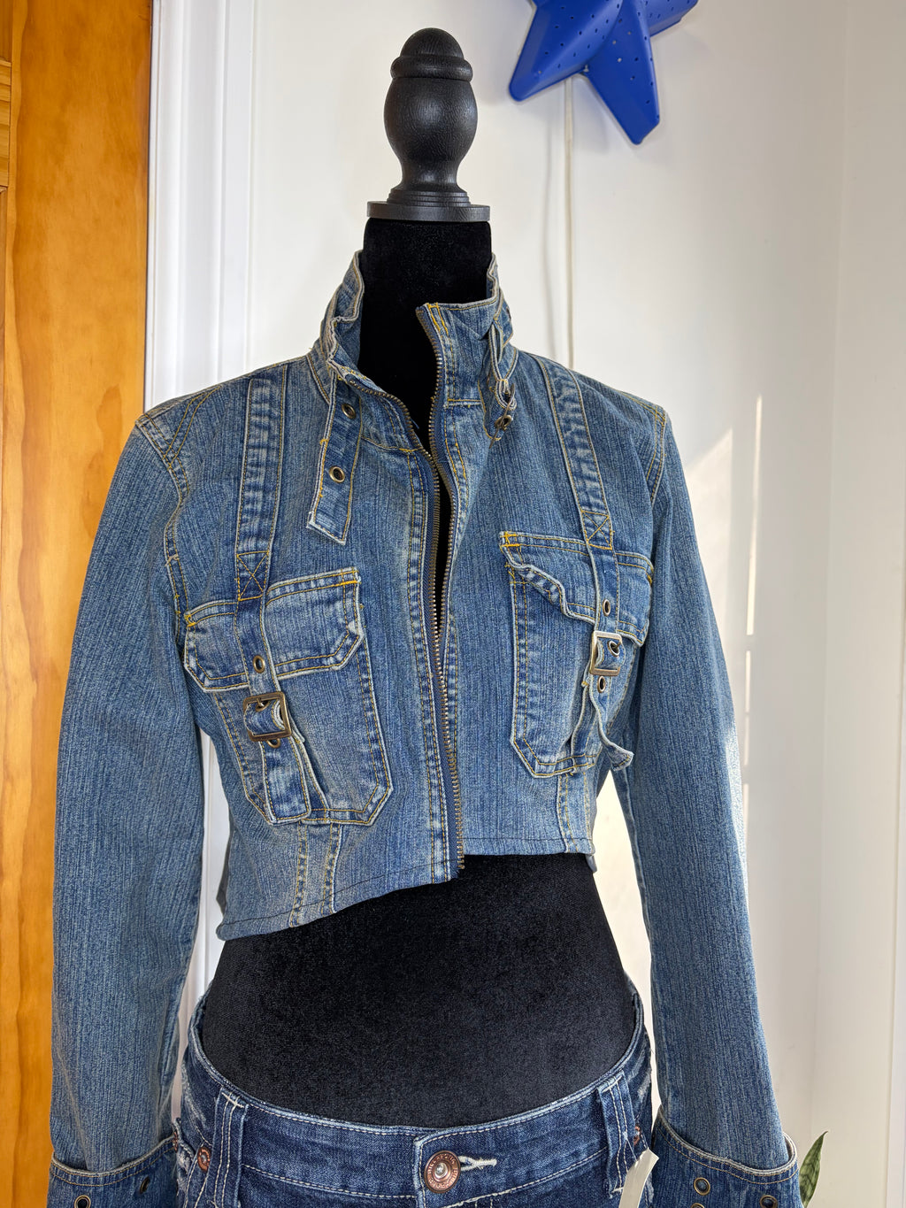 Y2K Cropped Jean Jacket - S/M