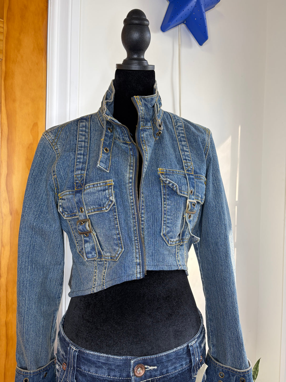Y2K Cropped Jean Jacket - S/M