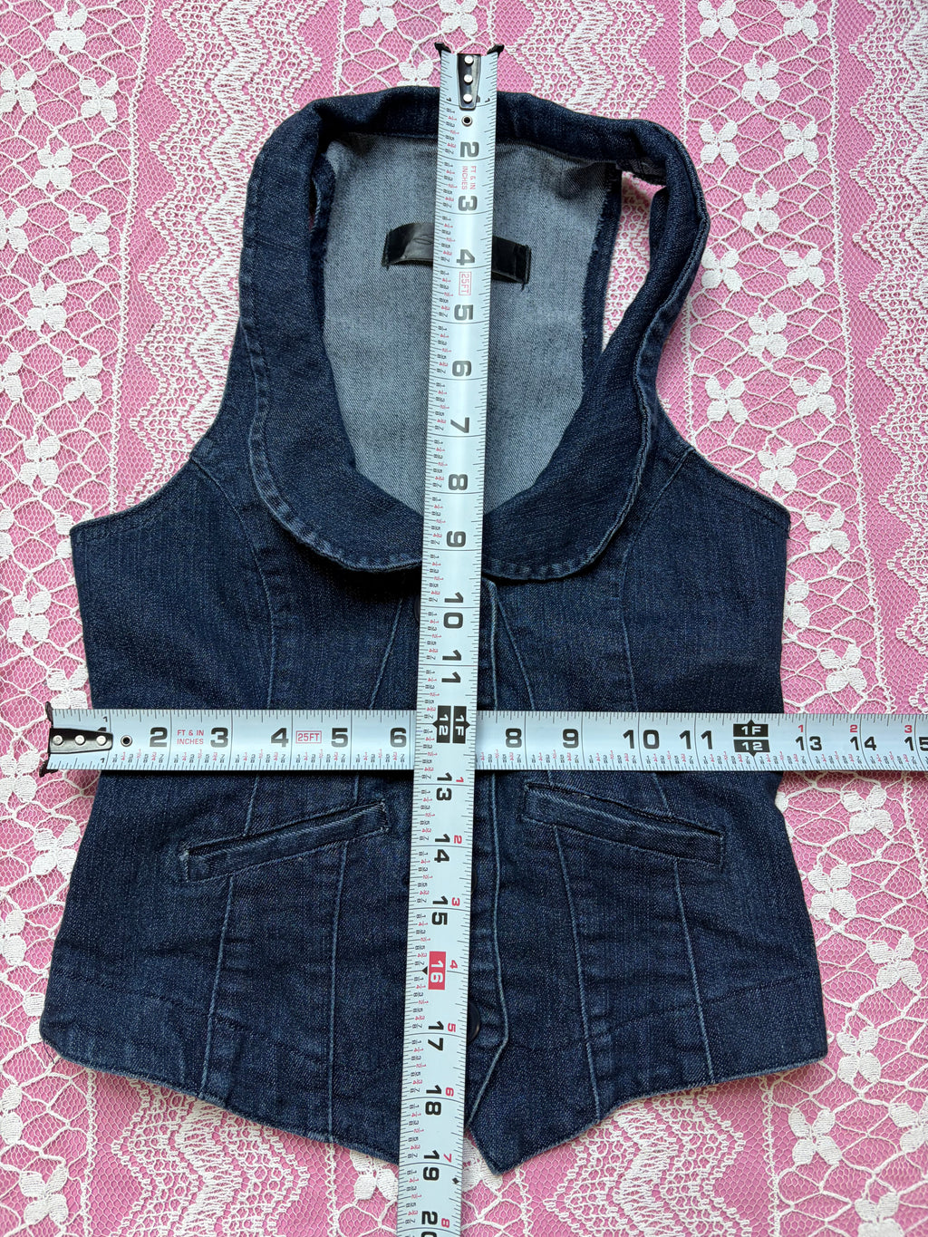 Y2K Denim Vest - S