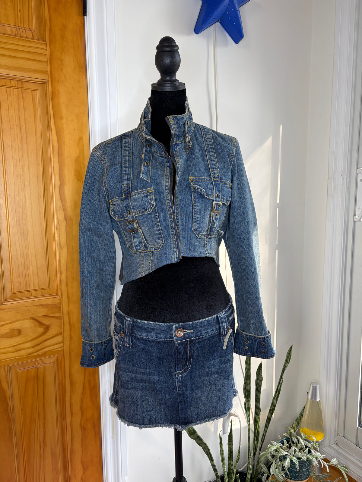 Y2K Cropped Jean Jacket - S/M