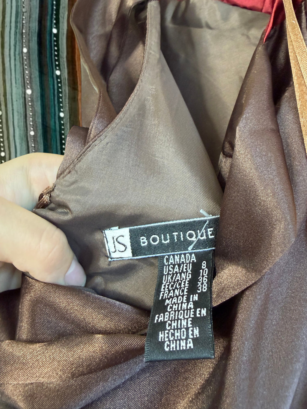 Sleek Vintage Red and Brown Halter Dress
