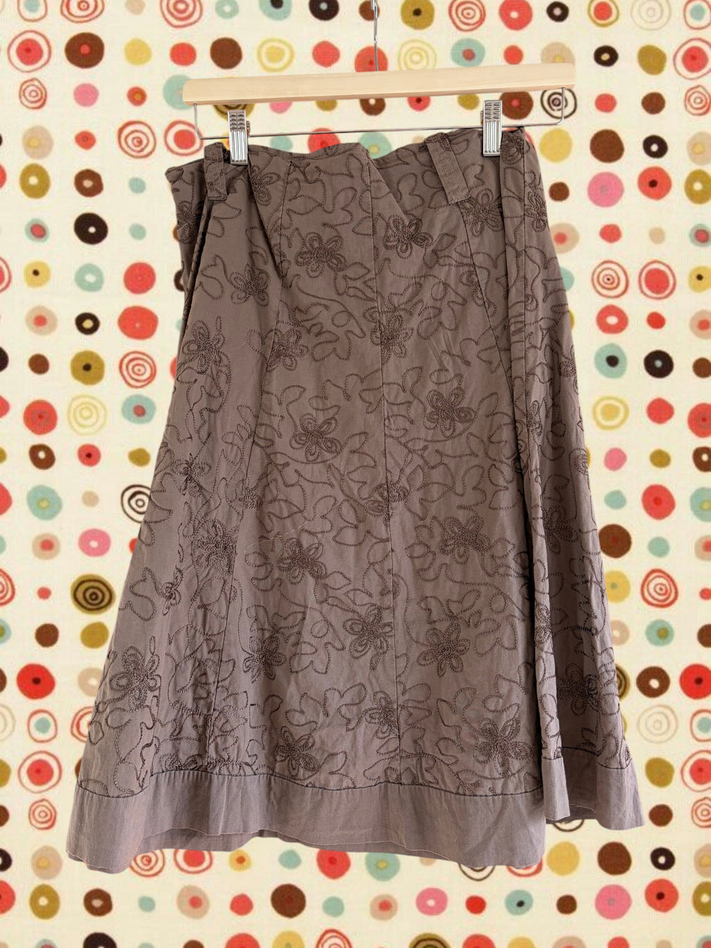 Vintage Brown Embroidered Skirt