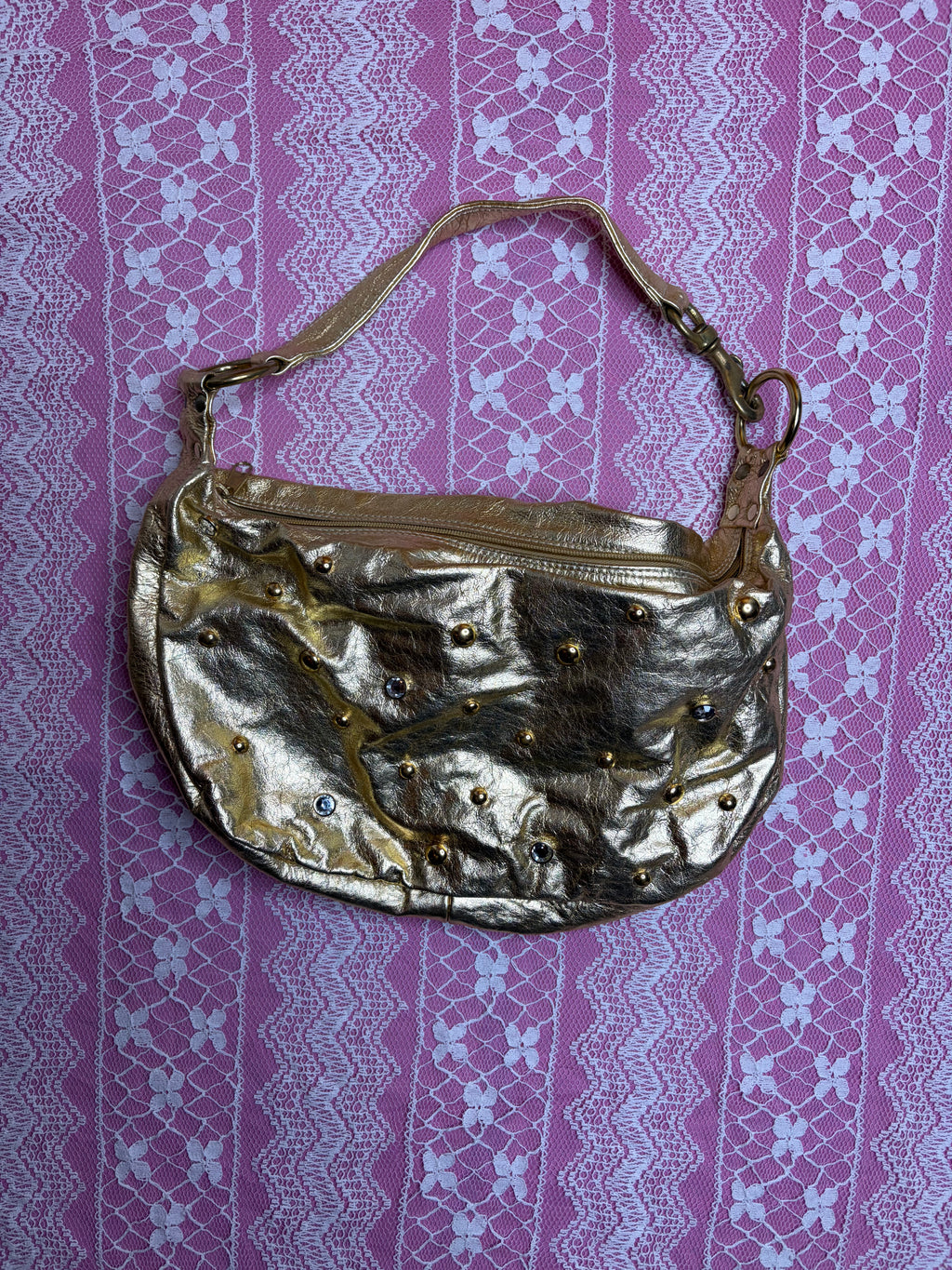 Y2K Gold Bedazzled Shoulder Bag