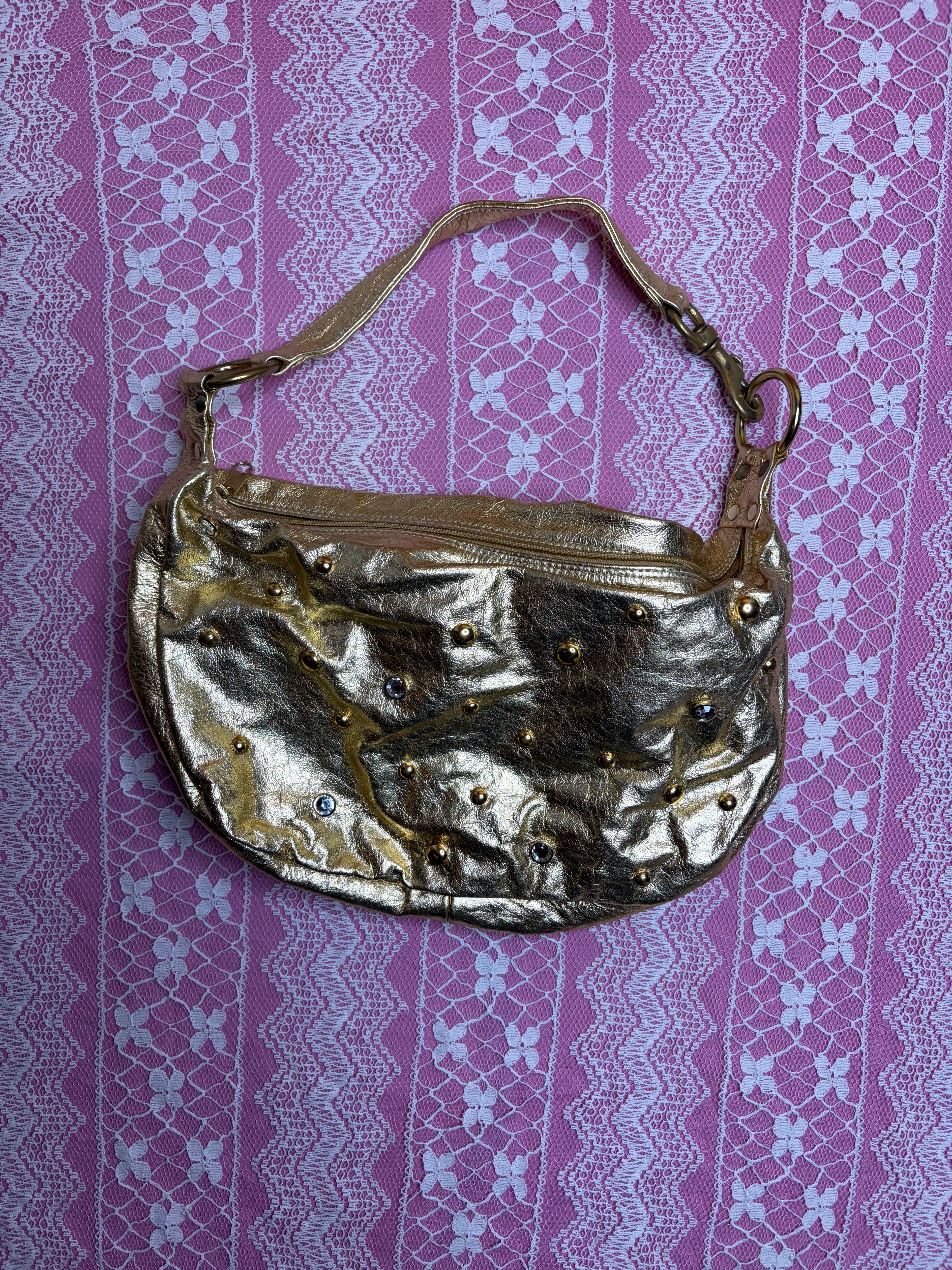 Y2K Gold Bedazzled Shoulder Bag