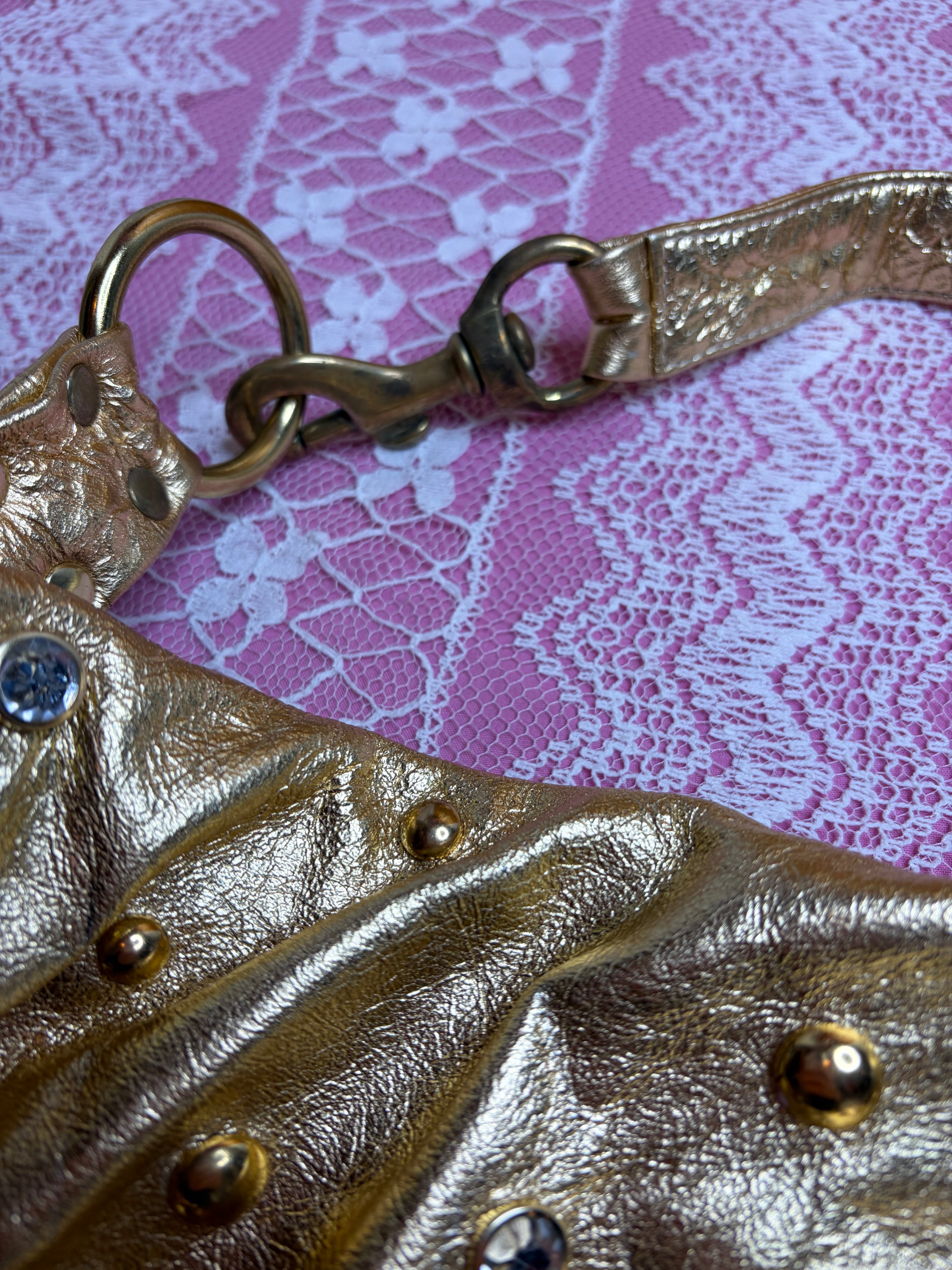 Y2K Gold Bedazzled Shoulder Bag