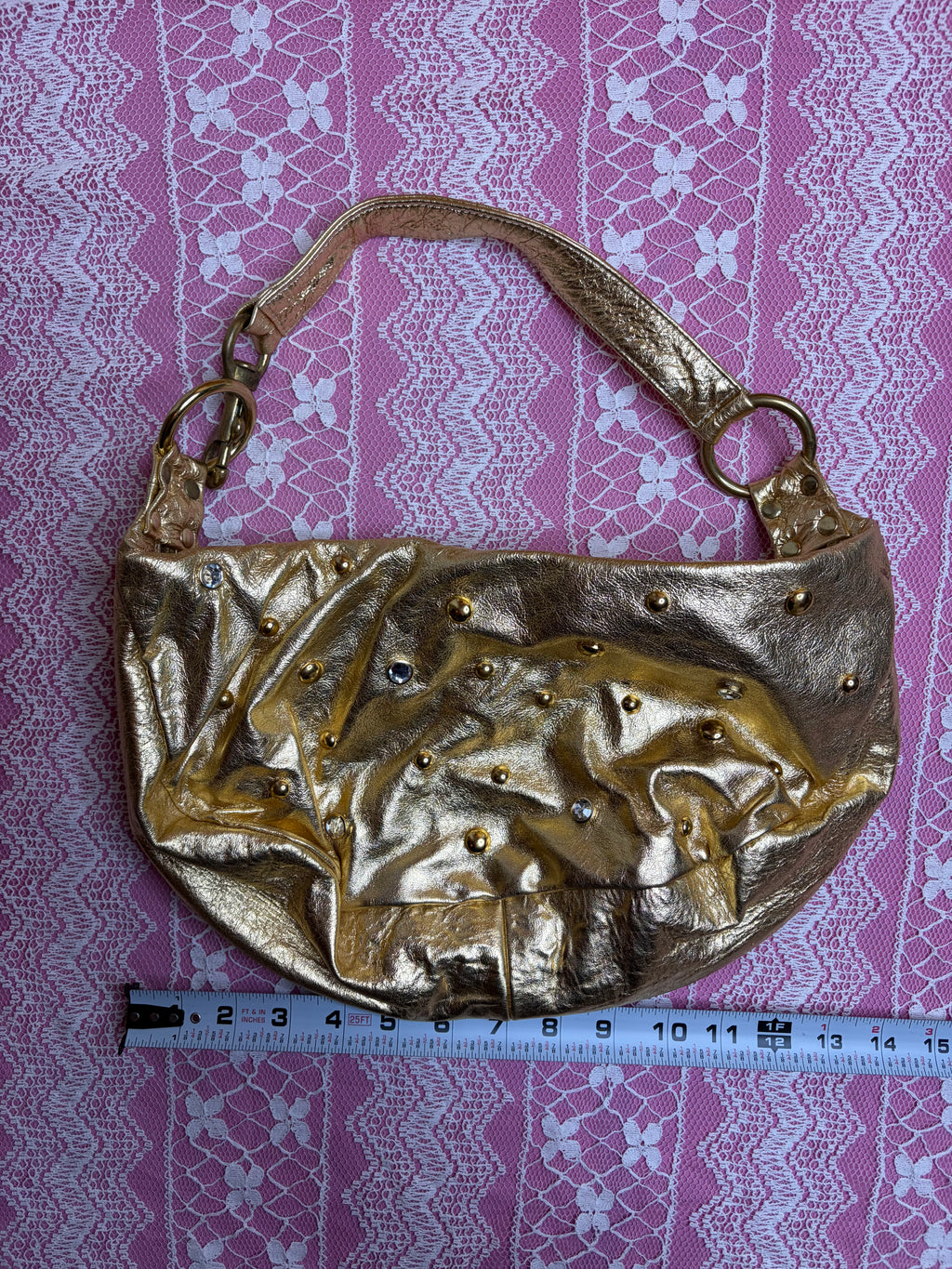 Y2K Gold Bedazzled Shoulder Bag