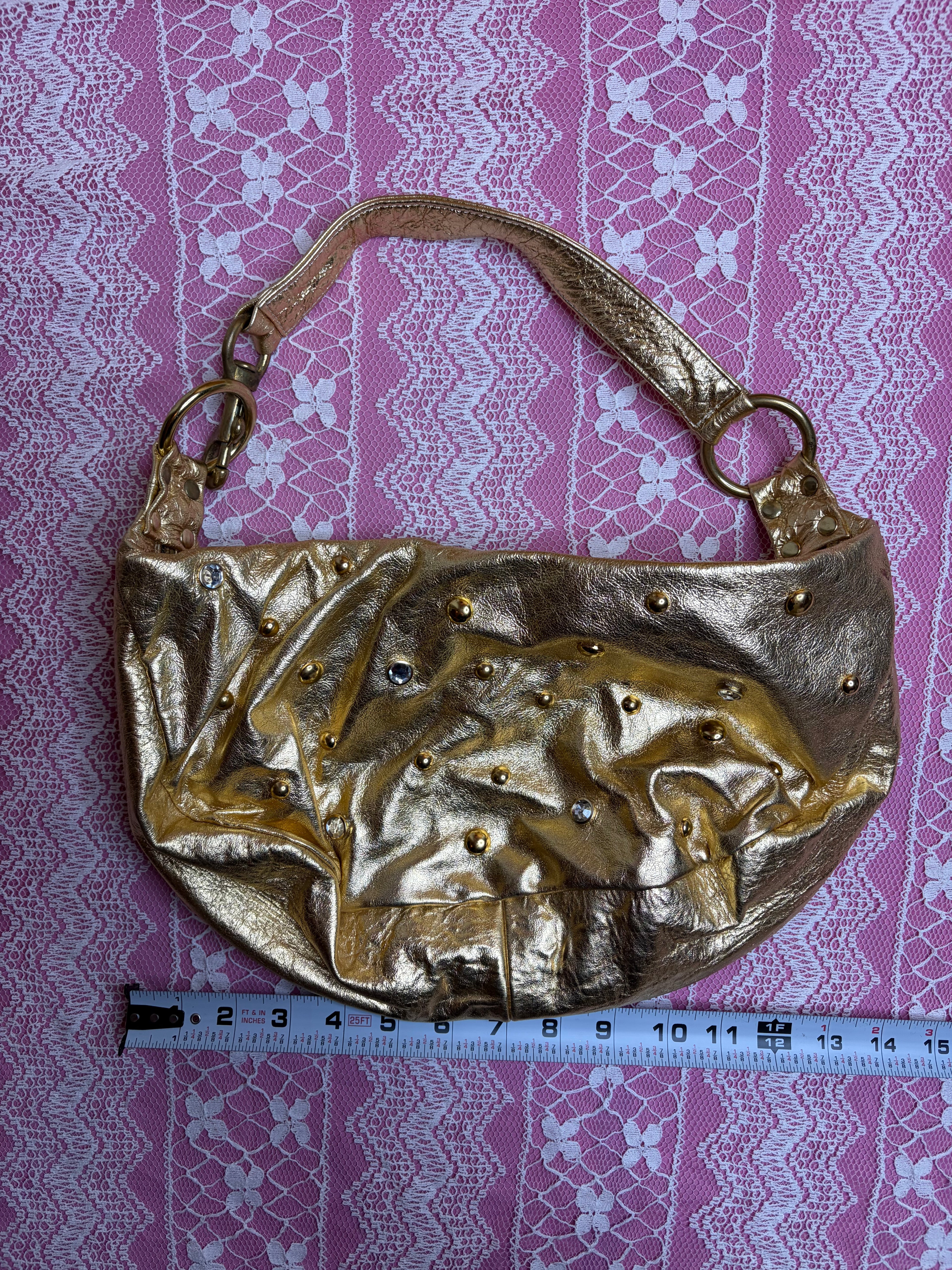 Y2K Gold Bedazzled Shoulder Bag