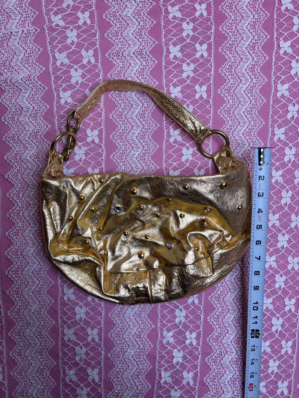 Y2K Gold Bedazzled Shoulder Bag
