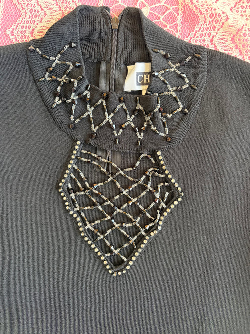 Beaded High Neck Top - S