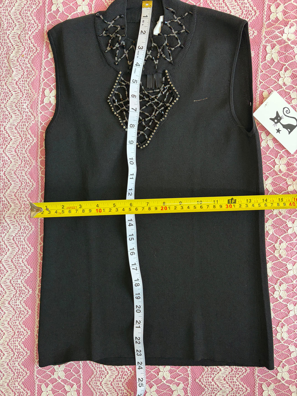 Beaded High Neck Top - S
