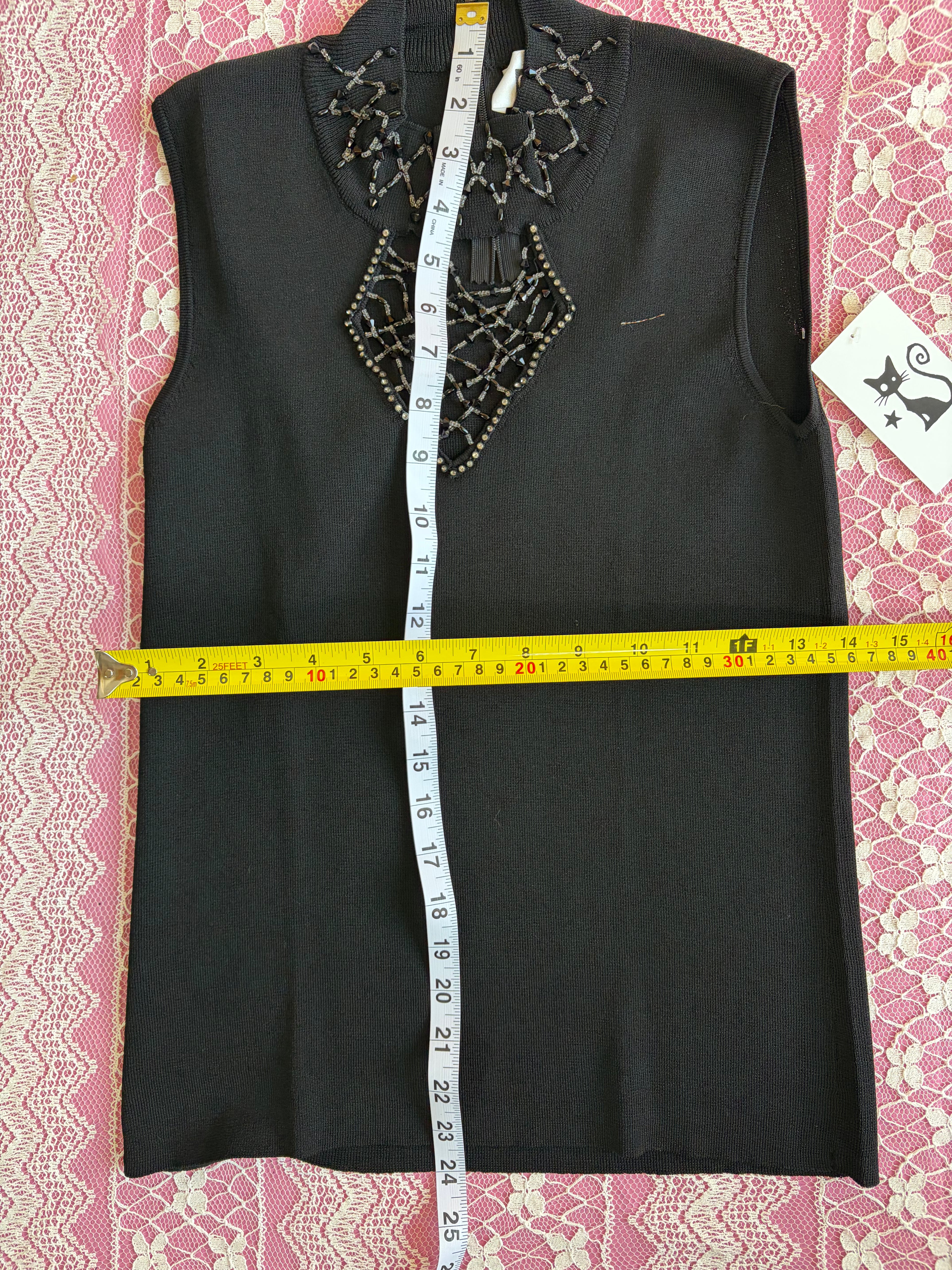 Beaded High Neck Top - S