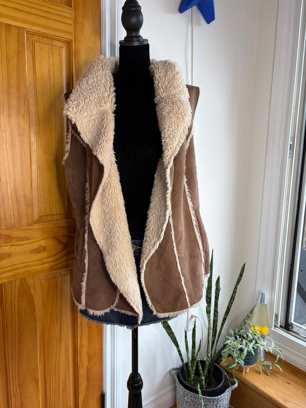 Y2K Faux fur and Suede Vest - XL