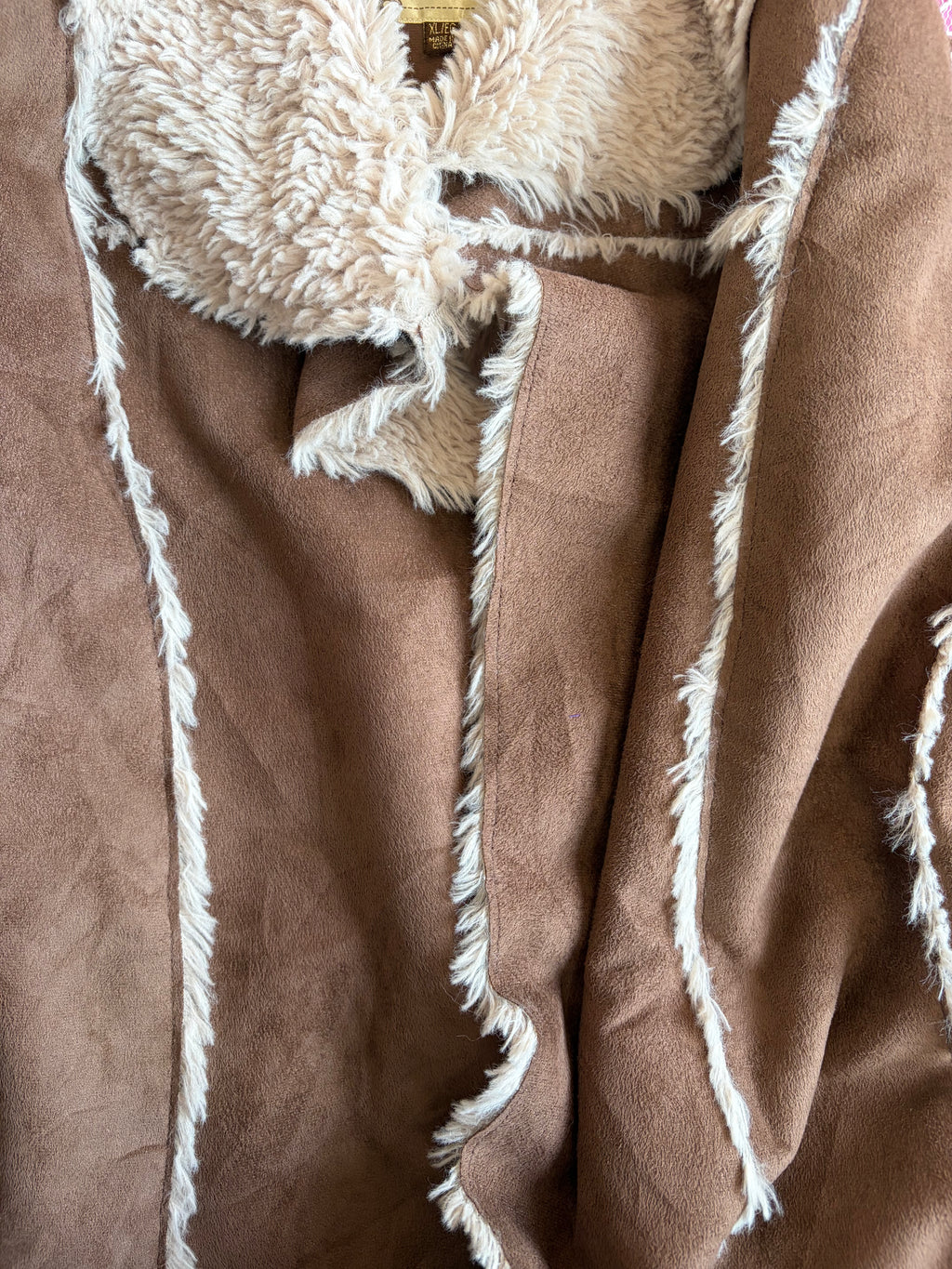 Y2K Faux fur and Suede Vest - XL