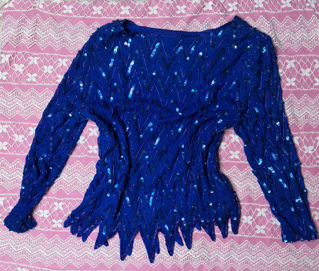 Vintage Beaded and Bedazzled Long Sleeve - S/M