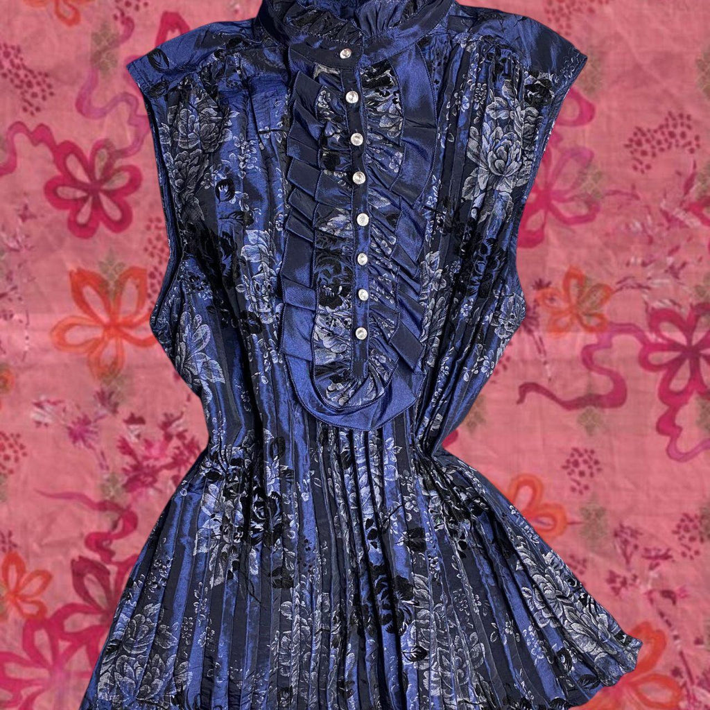 Vintage High Neck Blouse - Size S